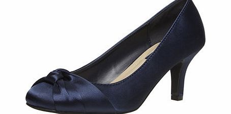 Dorothy Perkins Womens Navy satin swish detail court shoes- Blue