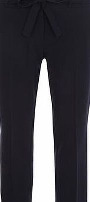 Dorothy Perkins Womens Navy Tie Waist Tapered Trousers- Navy