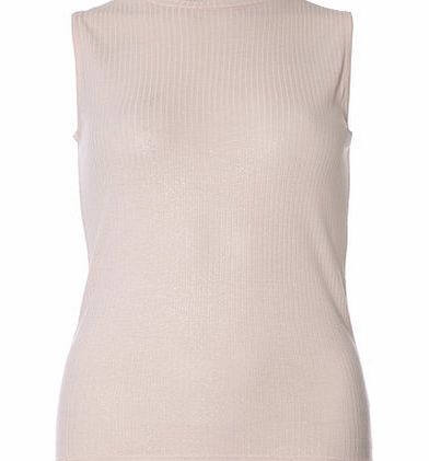 Dorothy Perkins Womens Nude and Gold Shimmer Rib Textured Top-
