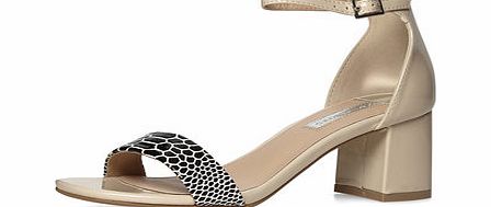 Dorothy Perkins Womens Nude flared mid heel sandals- White