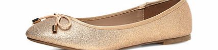 Dorothy Perkins Womens Nude glitter round flat pumps- Nude