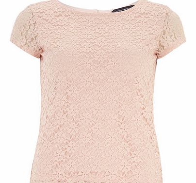 Dorothy Perkins Womens Nude Lace Front Tee- Nude DP56392983