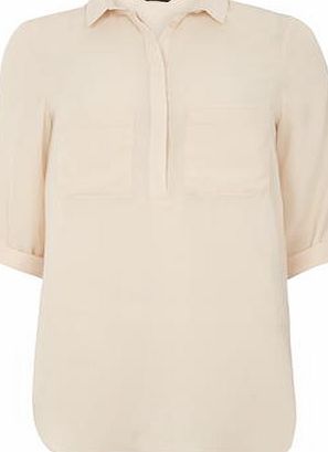 Dorothy Perkins Womens Nude Patch Pocket Shirt- White DP05568283