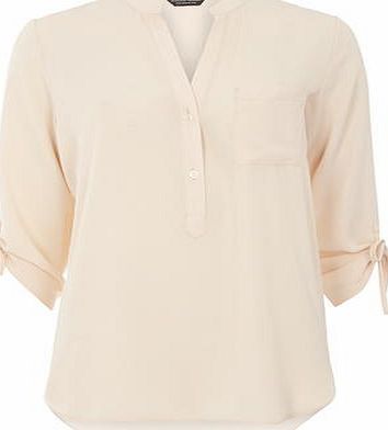 Dorothy Perkins Womens Nude Pocket Roll sleeve Top- White