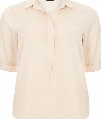 Dorothy Perkins Womens Nude Seam Shoulder Roll sleeve Top- White