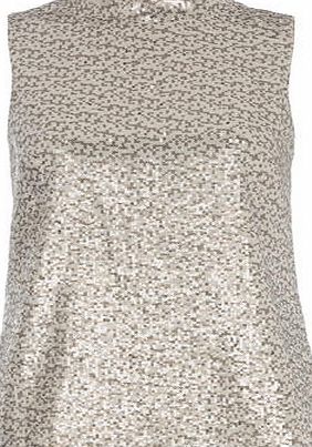 Dorothy Perkins Womens Nude Sequin High Neck Top- White DP05563283