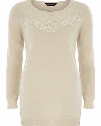 Dorothy Perkins Womens Oat cream lace yoke tunic- Ivory DP55144700