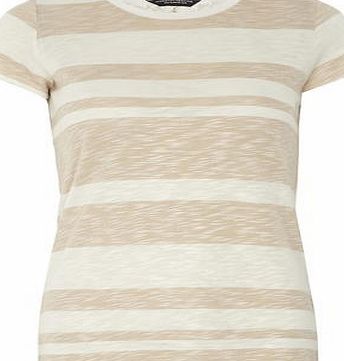 Dorothy Perkins Womens Oat Zip and Lace Back Tee- Ivory DP56439782