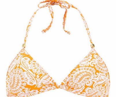 Dorothy Perkins Womens Orange Paisley Triangle Bikini Top-