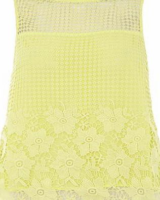 Dorothy Perkins Womens Pale Yellow Crochet Lace Shell Top-