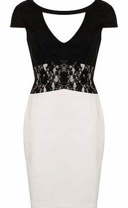 Womens Paper Dolls Black and cream lace dress-
