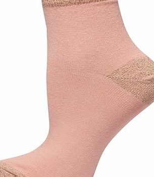 Dorothy Perkins Womens Peach and Gold Sparkle Heel Socks- Pink