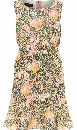 Womens Peach Leopard Print Dress- Pink DP61650171