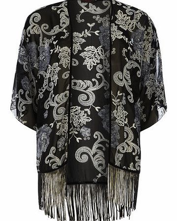 Dorothy Perkins Womens Petals Black And White Printed Kimono-