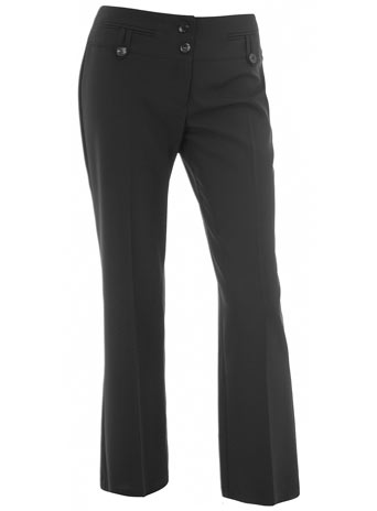 Dorothy Perkins Womens Petite black button trousers- Black