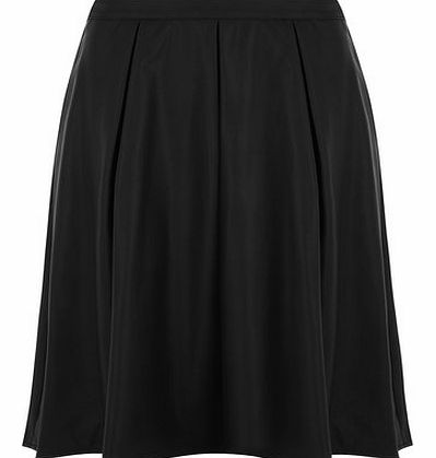 Dorothy Perkins Womens Petite black leather look midi skirt-