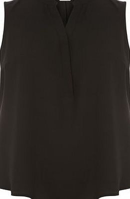Dorothy Perkins Womens Petite black sleevless shirt- Black