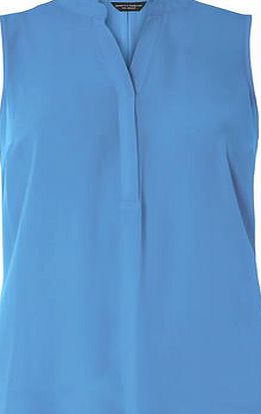 Dorothy Perkins Womens Petite blue sleeveless shirt- Blue