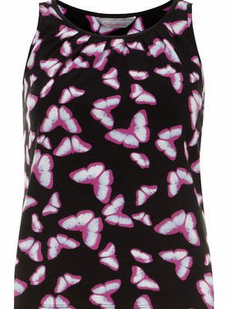 Dorothy Perkins Womens Petite Butterfly Jersey Shell Top- Black