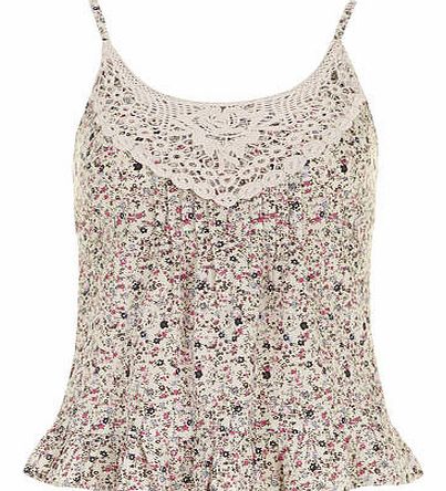 Dorothy Perkins Womens Petite ditsy lace cami- Multi Colour