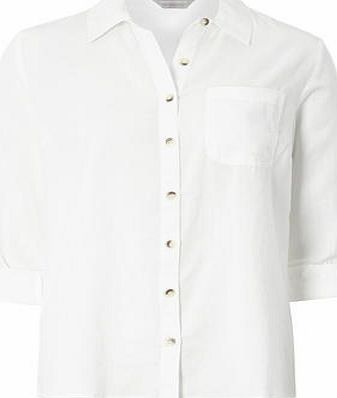 Dorothy Perkins Womens Petite ecru twill shirt- White DP79870725