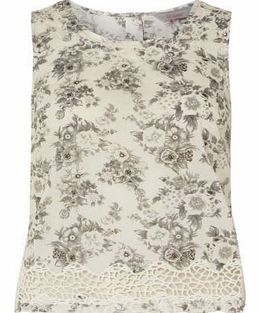 Dorothy Perkins Womens Petite floral printed shell top- Grey