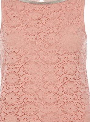 Dorothy Perkins Womens Petite lace embellished shell- Coral