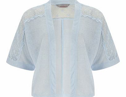 Womens Petite lace insert kimono- Pale Blue