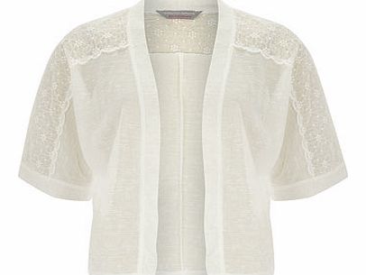 Womens Petite lace insert kimono- White DP79271082
