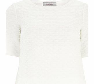 Dorothy Perkins Womens Petite quilted curve hem top- White