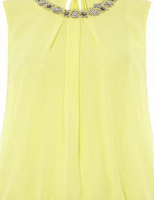 Dorothy Perkins Womens Petite yellow embellished top- Yellow