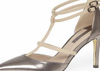 Dorothy Perkins Womens Pewter high multi strap court shoes- Nude