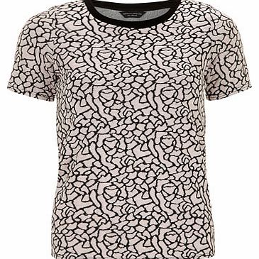 Dorothy Perkins Womens Pink and Black Textured Tee- Pink