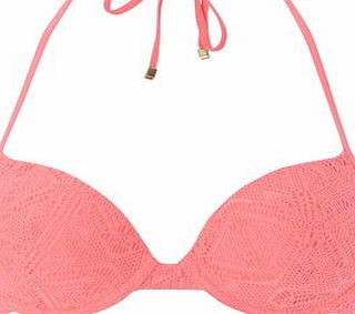 Dorothy Perkins Womens Pink Crochet Push Up Plunge Bikini Top-