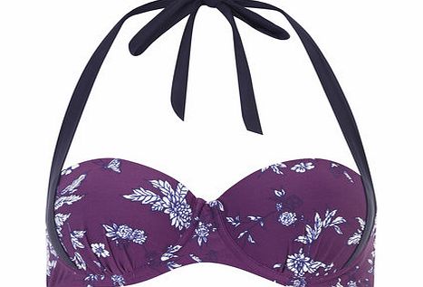 Dorothy Perkins Womens Plum Floral Two Way Bikini Top- Purple