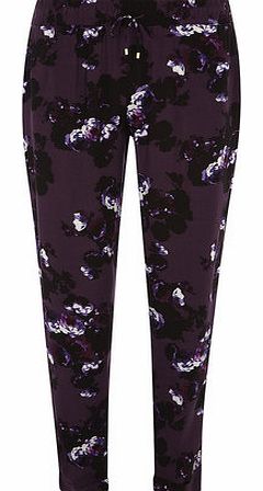 Dorothy Perkins Womens Plum Floral Woven Joggers- Purple