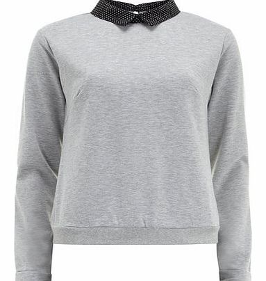 Dorothy Perkins Womens Poppy Lux Grey Sweatshirt With Collar-