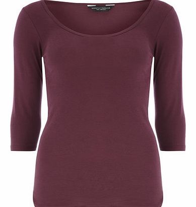 Dorothy Perkins Womens Port 3/4 scoop basic jersey top- Red