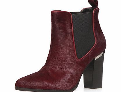 Dorothy Perkins Womens Port leather pony hair boots- Red