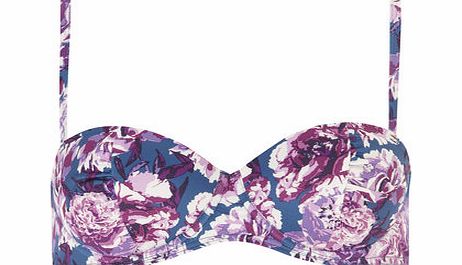 Dorothy Perkins Womens Purple Floral Balconette Bikini top-