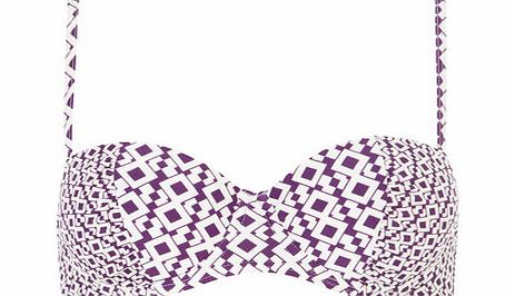 Dorothy Perkins Womens Purple Geo Print Balconette- Purple