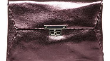 Dorothy Perkins Womens Purple Metallic Clutch Bag- Purple