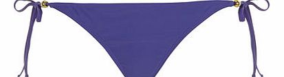 Womens Purple Plain Tie Side Bikini Bottoms-
