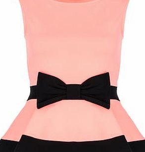 Dorothy Perkins Womens Quiz Bow Front Peplum Top- Coral DP08000040