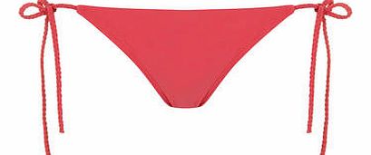 Womens Raspberry Plait Tie Side Bikini Bottoms-