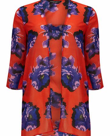 Dorothy Perkins Womens Red and blue Floral Kimono- Red DP05485111