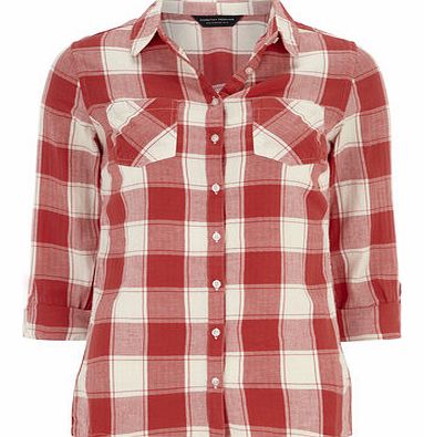 Dorothy Perkins Womens Red And Ivory Check Shirt- Red DP67191899