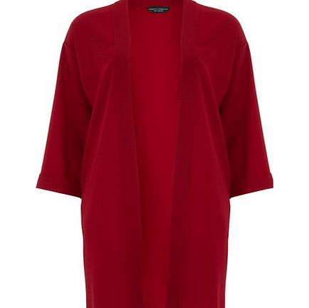Womens Red Crepe Kimono Jacket- Red DP05499312