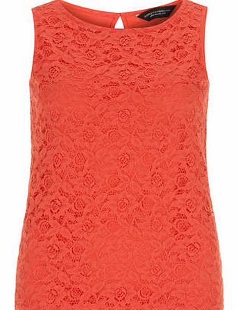 Dorothy Perkins Womens Red lace front shell top- Red DP56372500
