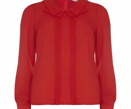 Dorothy Perkins Womens Red Long Sleeve Collar Blouse- Red